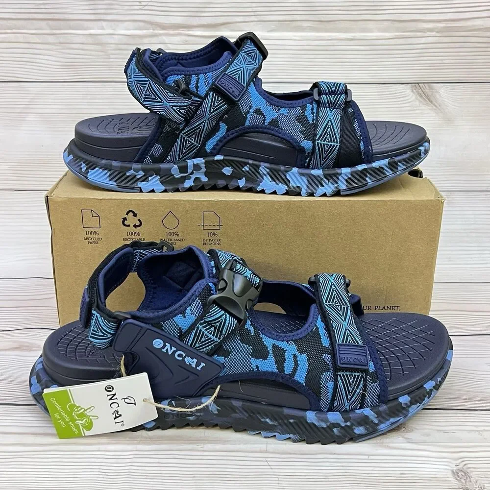 ONCAI Hiking Orthotic Sport Sandals Mens 15 Blue Recovery Walking Arch Support